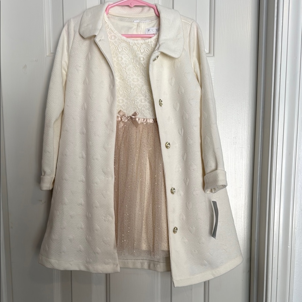 Nannette Kids Cream Coat with  Dress Set